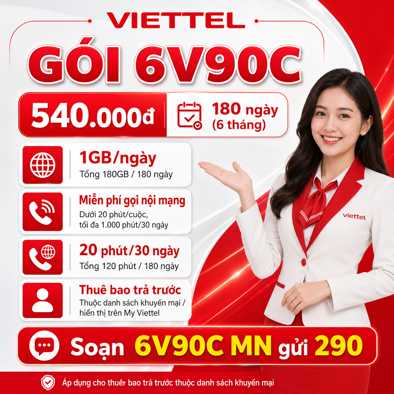 Hướng dẫn chi tiết sử dụng ưu đãi gọi nội mạng 1.000 phút trong gói Viettel 6V90C